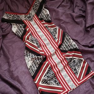 Vibrant Red & Black Sheath Dress